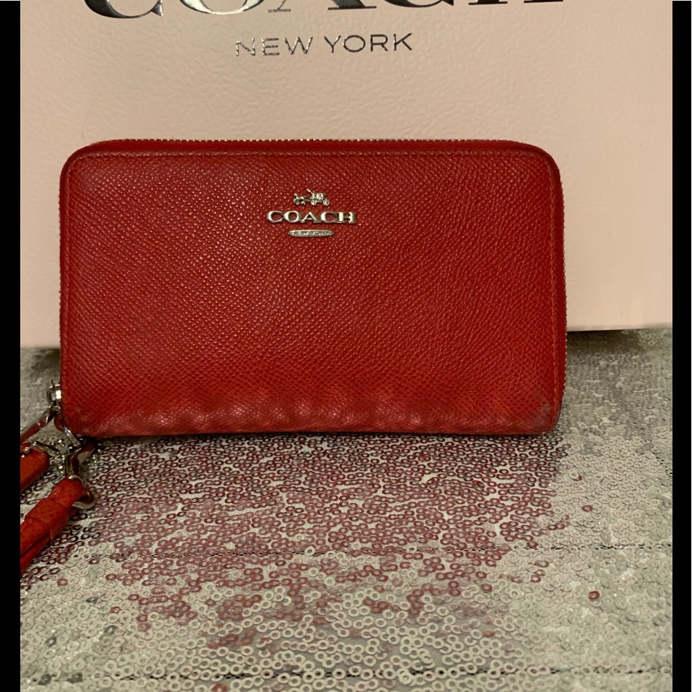 Coach red wallet.